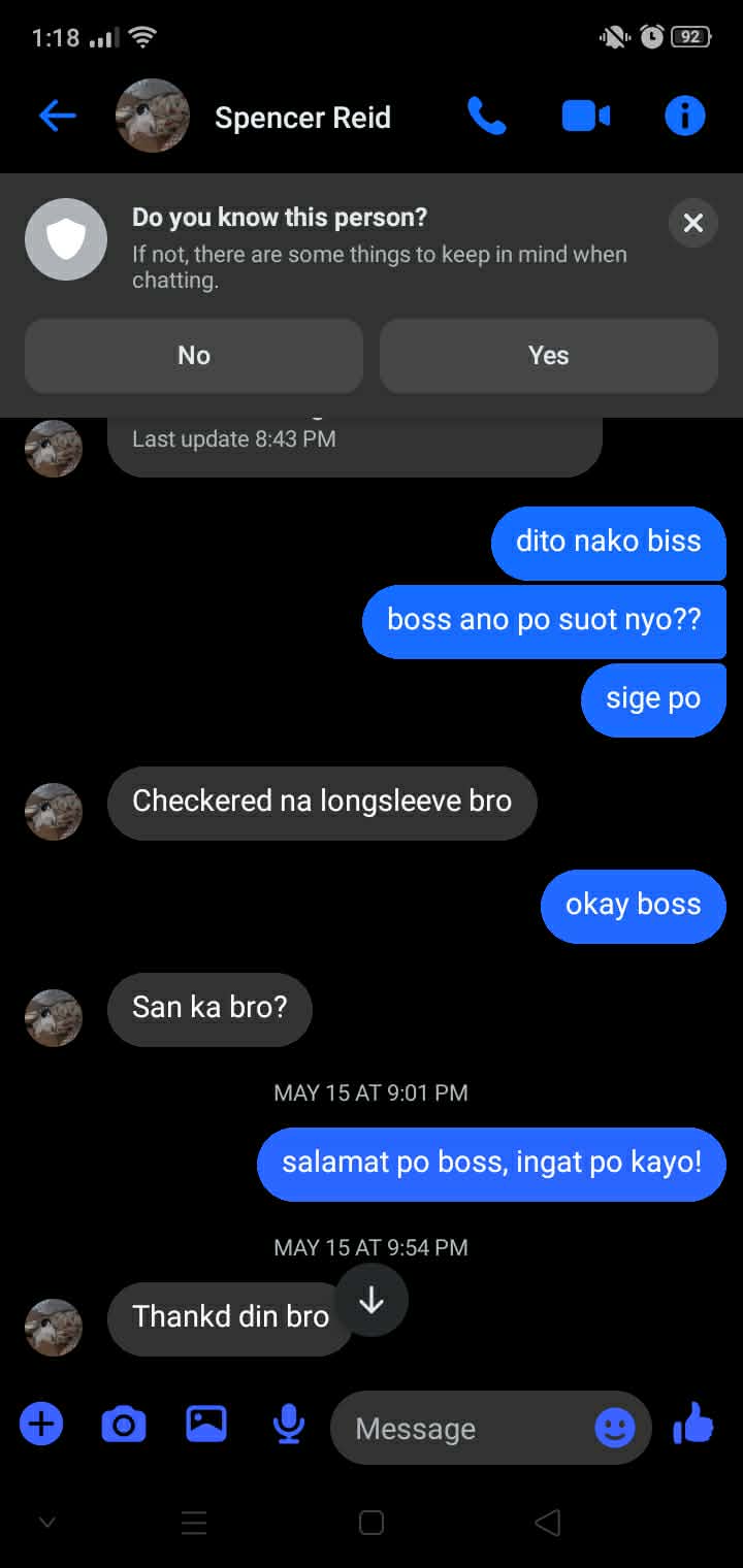 Parcel received conversation